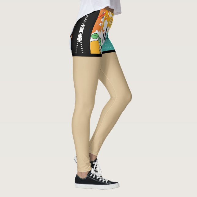 Street art Unique fake shorts Fashion Zipper Chic Leggings (Right)