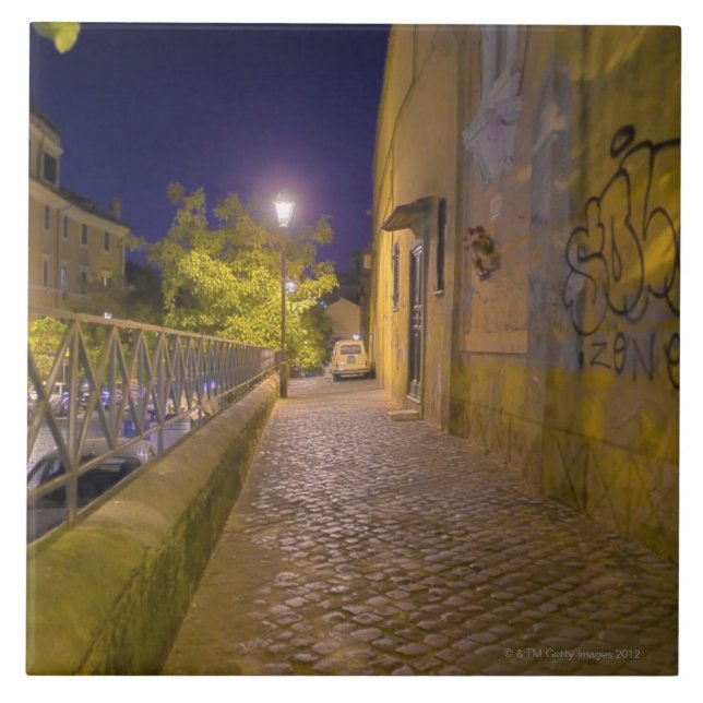 Street at night in Rome, Italy 2 Tile (Front)