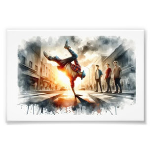 Street Breakdance at Sunset, Photo Print