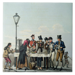 Street Breakfast engraved by G.Hunt, 1825 (engravi Tile