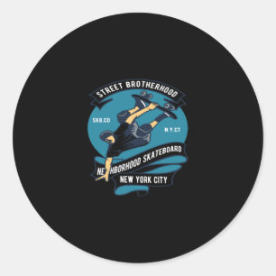 street brotherhood neighborhood skateboard classic round sticker