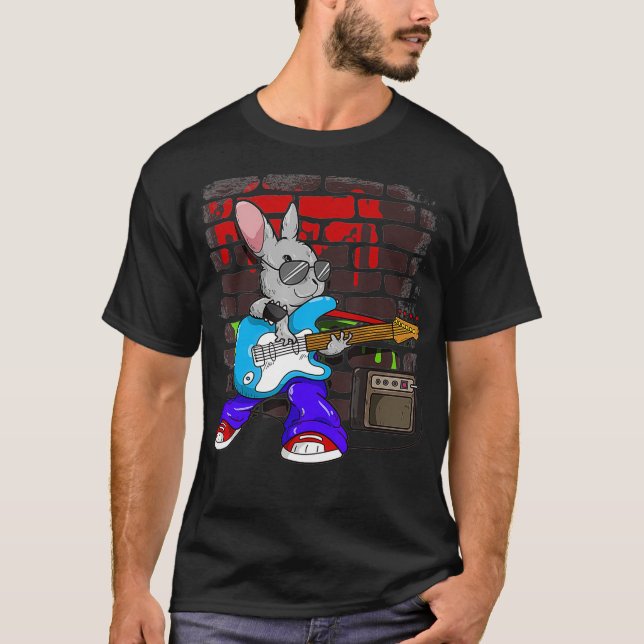 Street Busking Guitar Player Jump  Jive Bunny T-Shirt (Front)