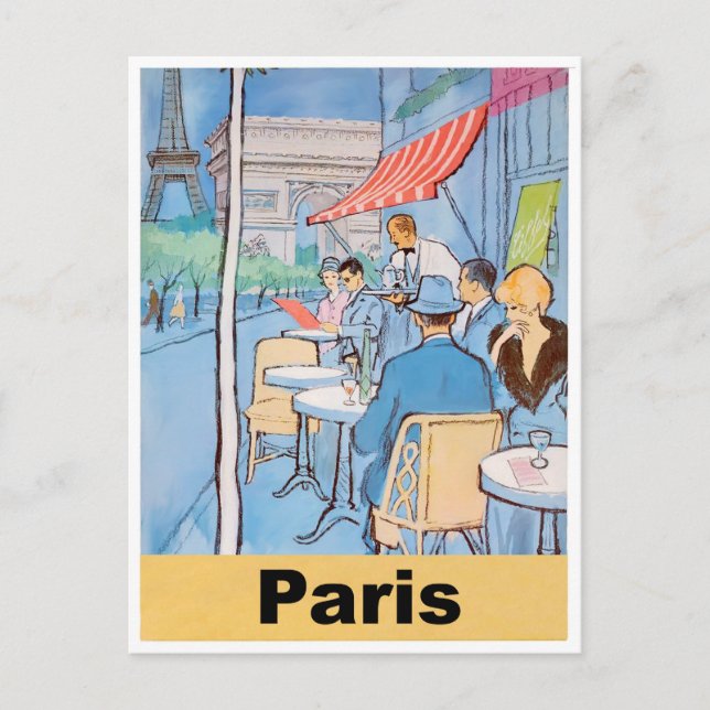 Street caffee in Paris Postcard (Front)