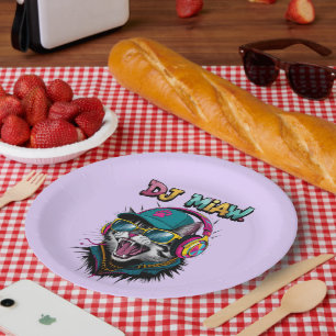 Street Cat DJ Attitude – Bold Streetwear Art Paper Plate