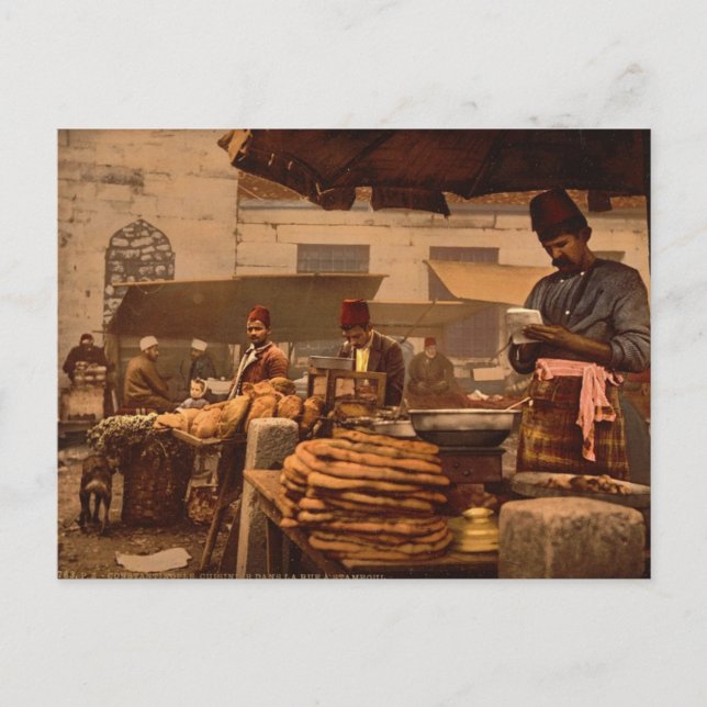 street cook in Istanbul from the 19th century Postcard (Front)