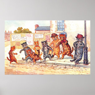 Street Corner Cats Louis Wain Poster