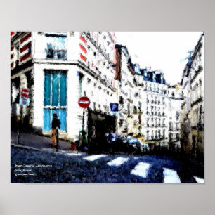 Street Corner in Montmartre, Paris, France Poster
