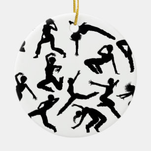 Street Dance Dancer Silhouettes Ceramic Tree Decoration