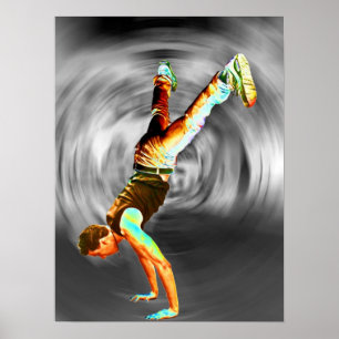 Street Dancing, Grey/Black Background Poster