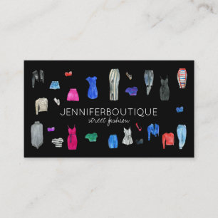 Street Fashion Consultant Clothing Popup Black Business Card