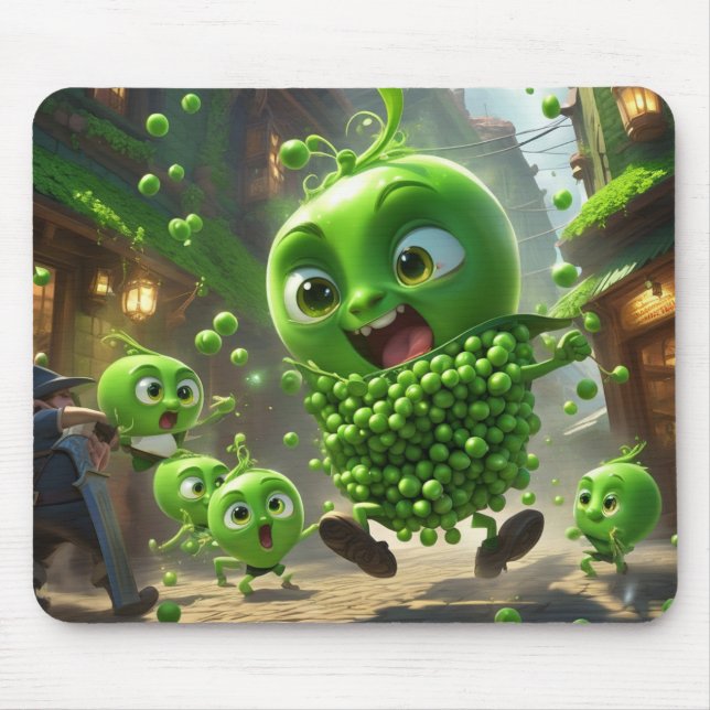Street Fighting Green Peas Fantasy Mouse Mat (Front)