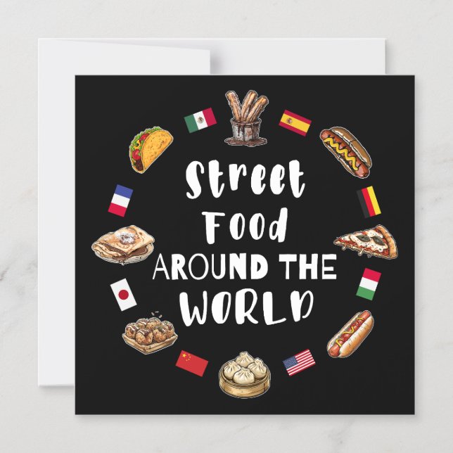 Street food around the world magnetic invitation (Front)