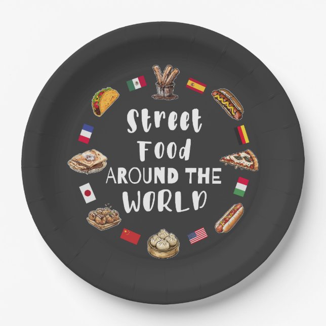 Street food around the world paper plate (Front)