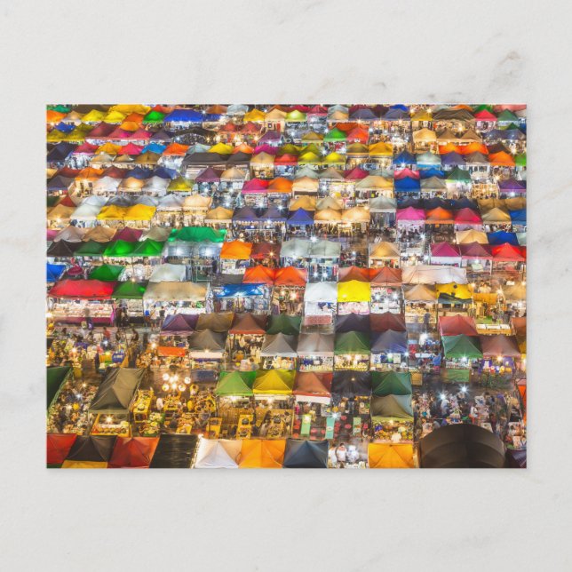 Street Food Market Rod Fai Bangkok Thailand Holiday Postcard (Front)