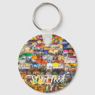 Street Food Market Rod Fai Bangkok Thailand Key Ring