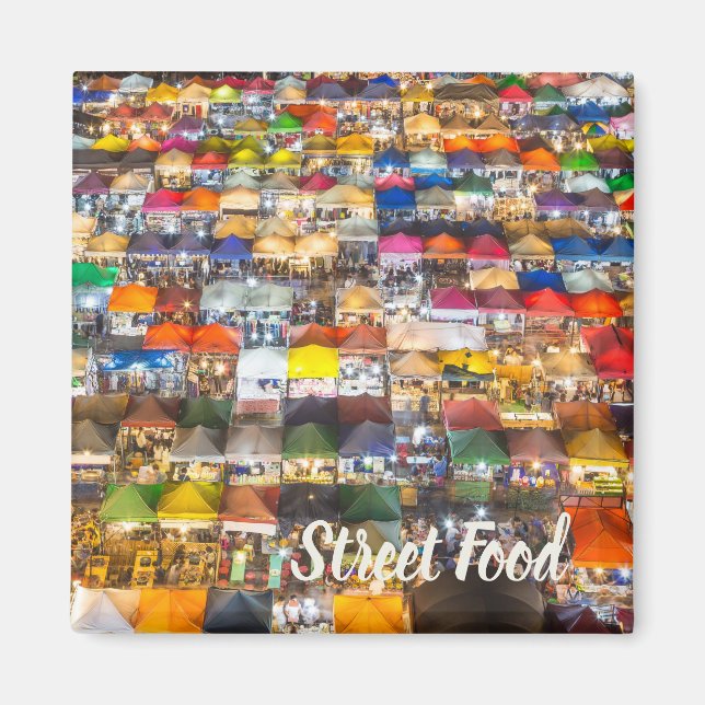 Street Food Market Rod Fai Bangkok Thailand Magnet (Front)