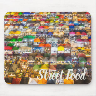 Street Food Market Rod Fai Bangkok Thailand Mouse Mat