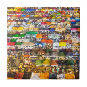 Street Food Market Rod Fai Bangkok Thailand Tile