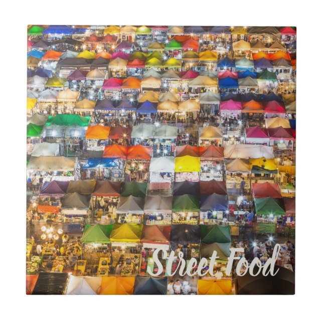 Street Food Market Rod Fai Bangkok Thailand Tile (Front)