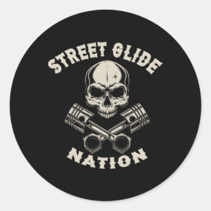 Street Glide Nation Biker Motorcycle Motocycles Classic Round Sticker