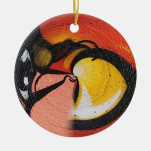 Street Graffiti Red Yellow Black Colourful Ceramic Tree Decoration