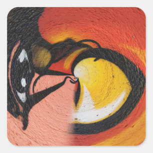 Street Graffiti Red Yellow Black Colourful Square Sticker