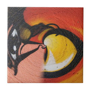 Street Graffiti Red Yellow Black Colourful Tile