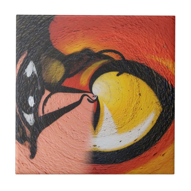 Street Graffiti Red Yellow Black Colourful Tile (Front)