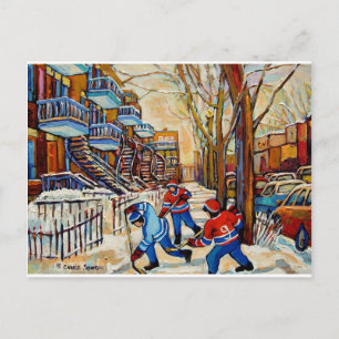 Street Hockey with 3 boys Postcard