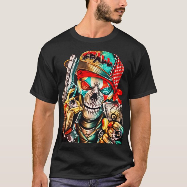 Street Hustle Skull Graphic - Urban King Edition T-Shirt (Front)