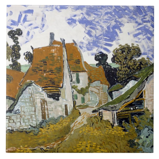 Street in Auvers-sur-Oise by Vincent van Gogh      Tile (Front)