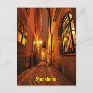 Street in Gamla Stan in Stockholm, Sweden at night Postcard