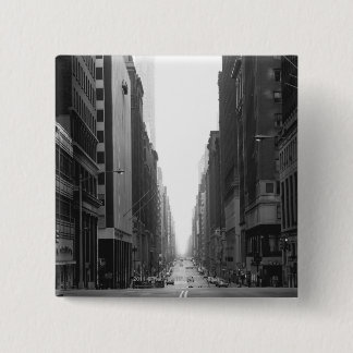 Street in NY city B&W 15 Cm Square Badge
