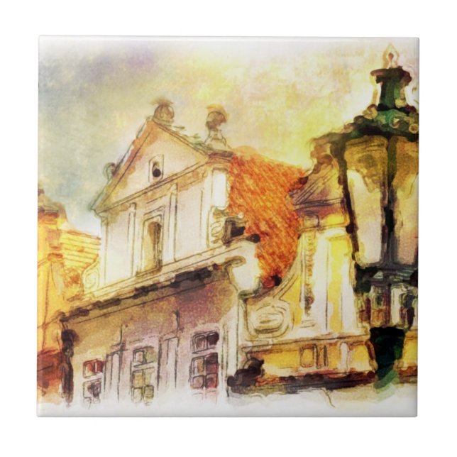 Street in old part of prague tile (Front)