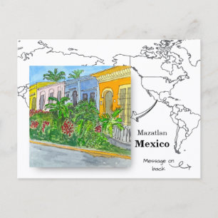 Street in Old Town Mazatlán, Mexico Postcard