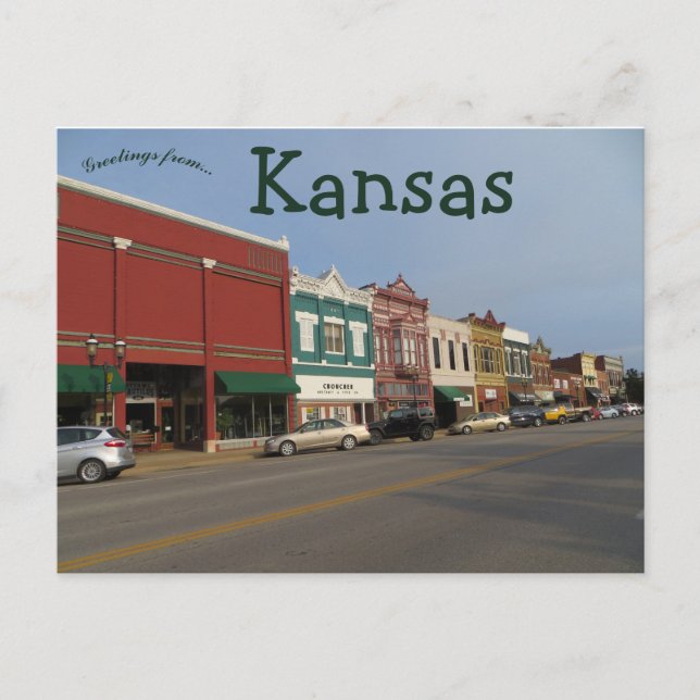 Street in Ottawa Kansas Postcard (Front)
