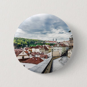 Street in Prague downtown 6 Cm Round Badge