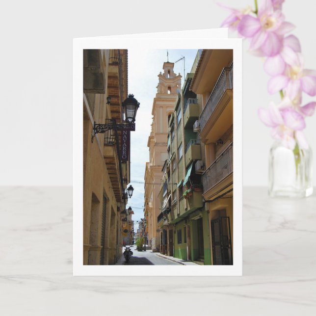 Street in Riba-roja de Túria, Spanish Town Card (Orchid)
