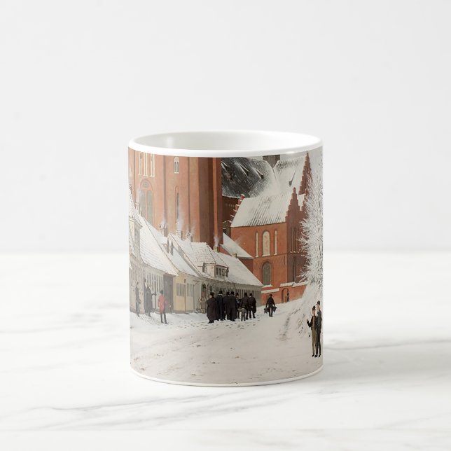 Street in Roskilde 1836 Christmas scene Coffee Mug (Center)