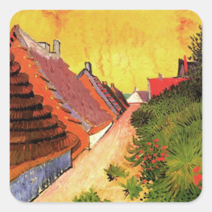Street in Saintes Maries by Vincent van Gogh Square Sticker