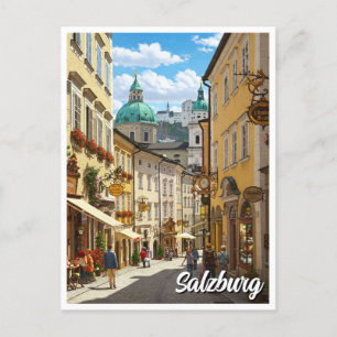 Street in Salzburg Austria Travel Postcard