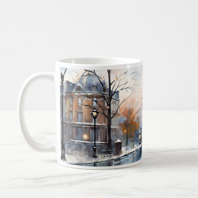 Street In The Morning On Winter Season Coffee Mug (Left)