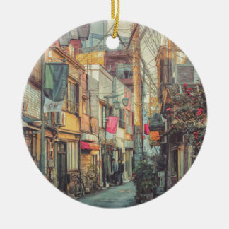 Street in Tokyo Japan Ceramic Tree Decoration