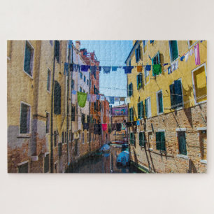 Street in Venice with laundry washed clothes Italy Jigsaw Puzzle