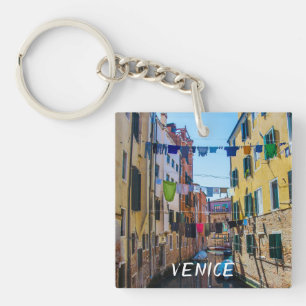 Street in Venice with laundry washed clothes Italy Key Ring