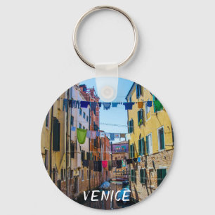 Street in Venice with laundry washed clothes Italy Key Ring