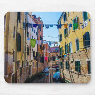Street in Venice with laundry washed clothes Italy Mouse Mat