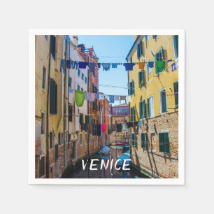 Street in Venice with laundry washed clothes Italy Napkin