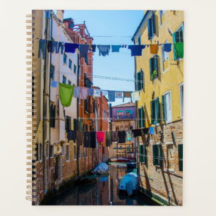 Street in Venice with laundry washed clothes Italy Planner