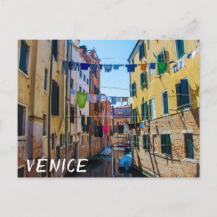 Street in Venice with laundry washed clothes Italy Postcard
